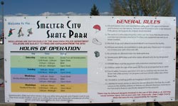Smelter City skate park sign