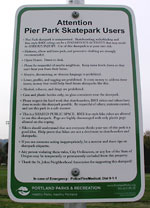 Pier Park Skatepark rules sign